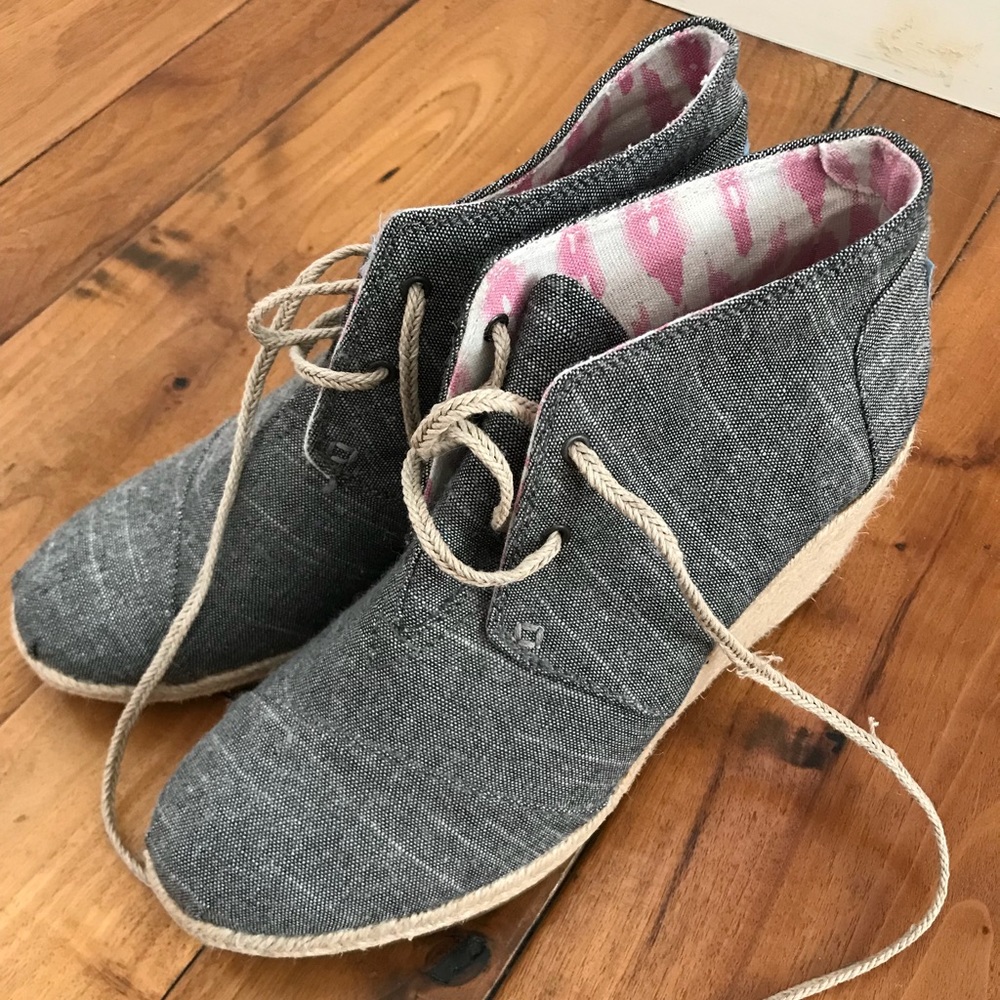 TOMS Hemp Canvas Wedge, Sz 9